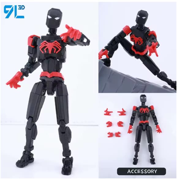 9L3D Lucky Dummy 13 Spiderman Actionfigur – Rörlig Formskiftande Leksak Venom Symbiote