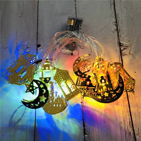Ramadan Eid Mubarak LED Fairy String Light Moon Star Islam Dekor Hängande Muslim Mix Color 1.65m-10LEDS