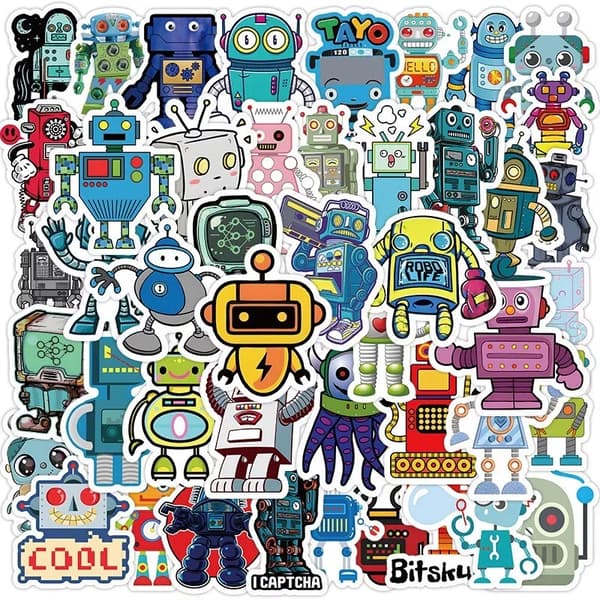 62X Cool Robots Stickers Graffiti Skateboard Scrapbook AI Technology IT Engineer