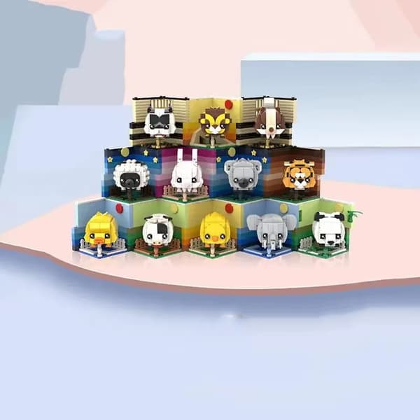 Sött Djur Byggklossar Set - Panda, Koala, Tiger & Fler DIY Leksakspresent Lion