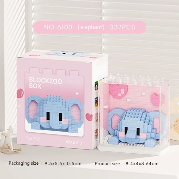Mini Kubiska Djur Serie Modell 3D Pussel Mikro Byggklossar DIY 6100 Elephant