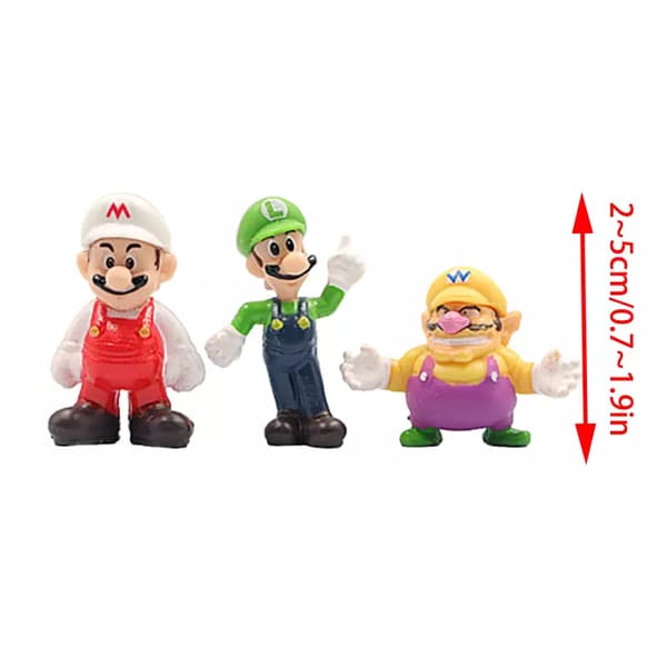 48 st Super Mario Bros Mini Figurer Luigi Modelldocka Leksaker Modell Tårta Dekoration Set Stickers
