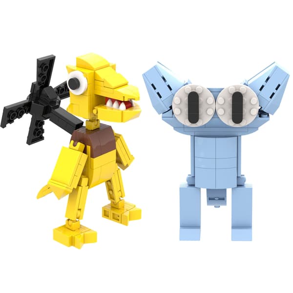 MOC Rainbow Friends Kapitel 2 Cyan &amp; Gul Vän Modell Byggklossar 2 PCS