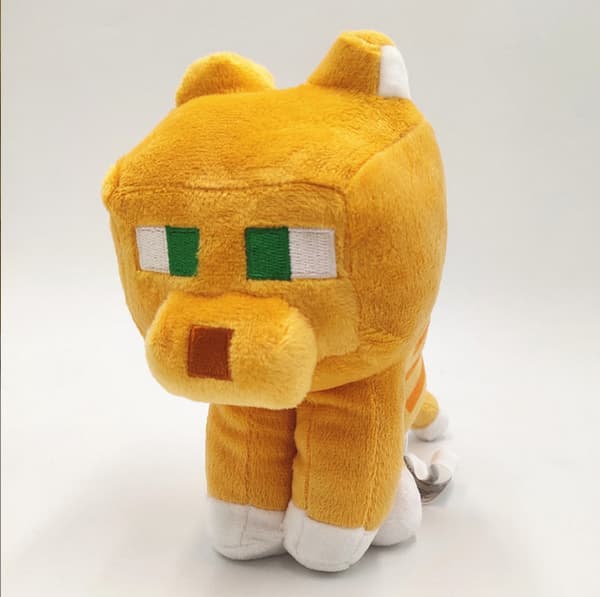 18 cm Sittande Gul Katt Tecknad Minecraft Djur Plysch Mjuk Leksak Present