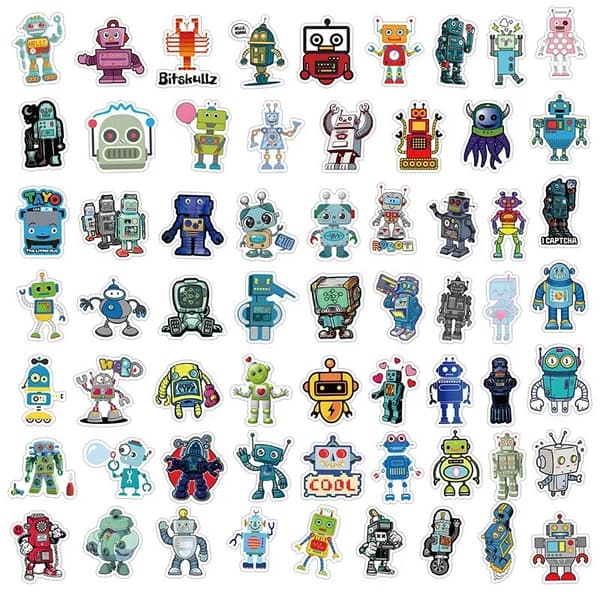 62X Cool Robots Stickers Graffiti Skateboard Scrapbook AI Technology IT Engineer