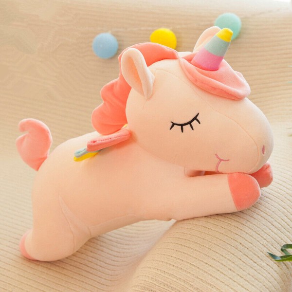 Unicorn plyschleksak gosiga söta stoppade regnbågsvingar Kawaii Kids Pink 30CM