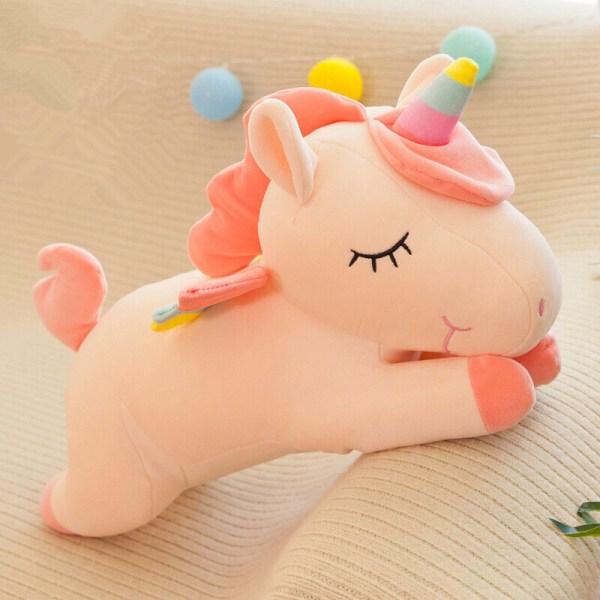 Unicorn plyschleksak gosiga söta stoppade regnbågsvingar Kawaii Kids Pink 30CM