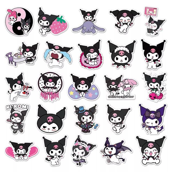 50X Kuromi Character Collection Stickers Laptop Bagage Telefon Mugg Dekal Graffiti