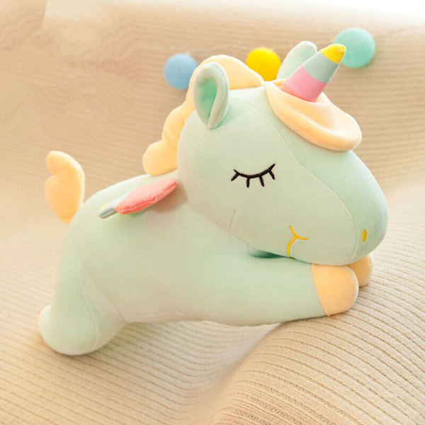Unicorn plyschleksak gosiga söta stoppade regnbågsvingar Kawaii Kids Green 53CM