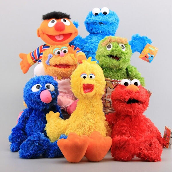 Bedårande Sesame Street plysch Elmo Zoe Ernie Oscar Cookie Grover Bird Nwt Toys Erine 32cm