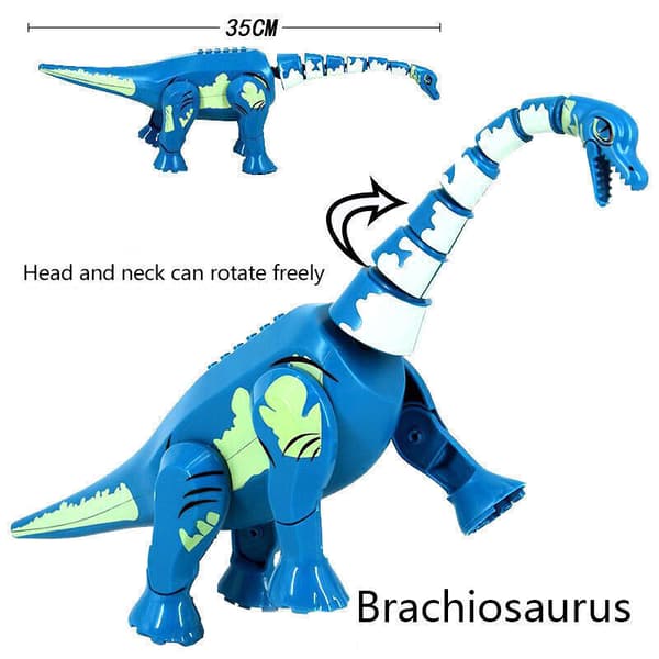 Dinosauriebyggklossar för barn Spinosaurus Brachiosaurus Figur Modell Gåvor Blue Brachiosaurus