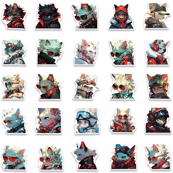 50X Cyberpunk Wild Cats Theme Skateboard Scrapbook Laptopväska Notebook Stickers