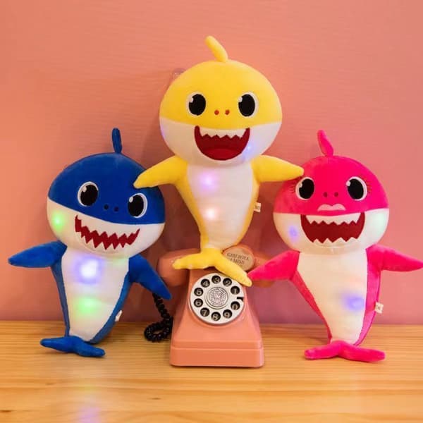 Sjungande och lysande Baby Shark-gosedjur för barn, mjukdjur, fest, barn AD Blue