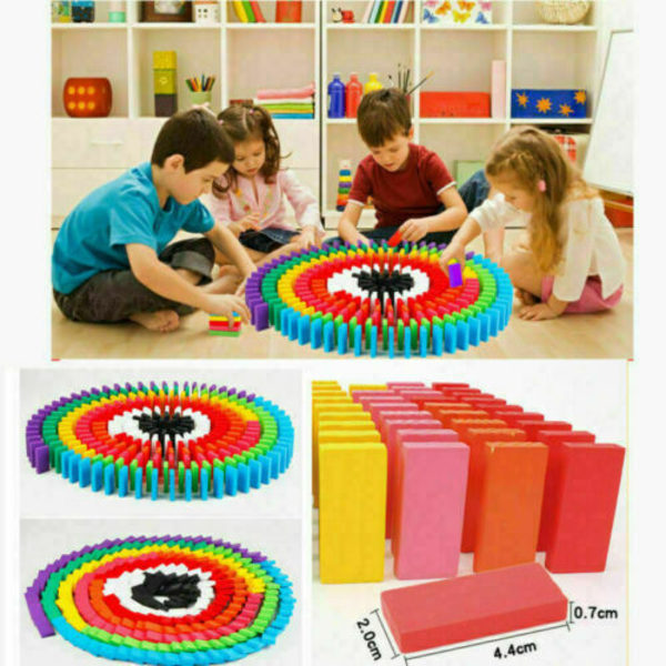 Träfärgade Tumbling Dominoes Block Familjespel Barn Lek Set Toy 480PCS