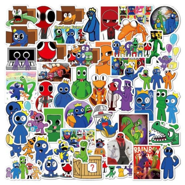 Roblox Rainbow Friends Plyschleksak Premium Mjuk Docka Barn Påskgåva 50Pcs Stickers Only