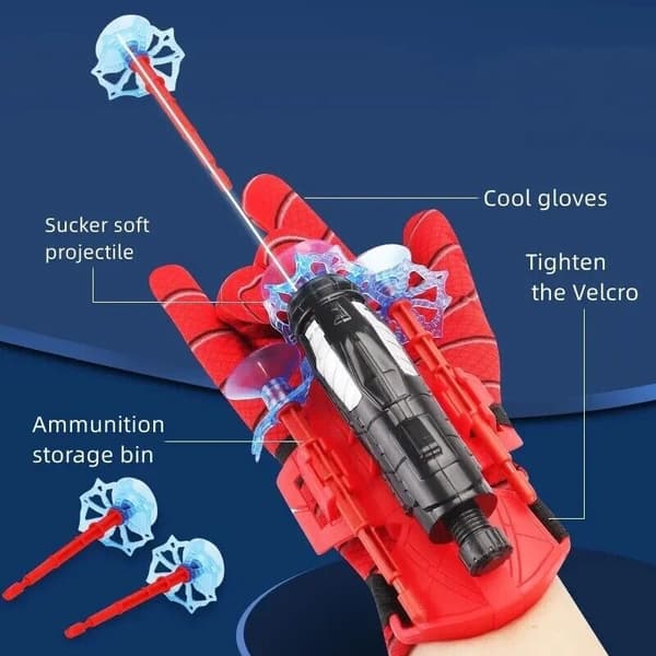 Spiderman Web Shooter Leksak för Barn Cosplay Launcher Spider Silk Handske Handledslansering Red Glove