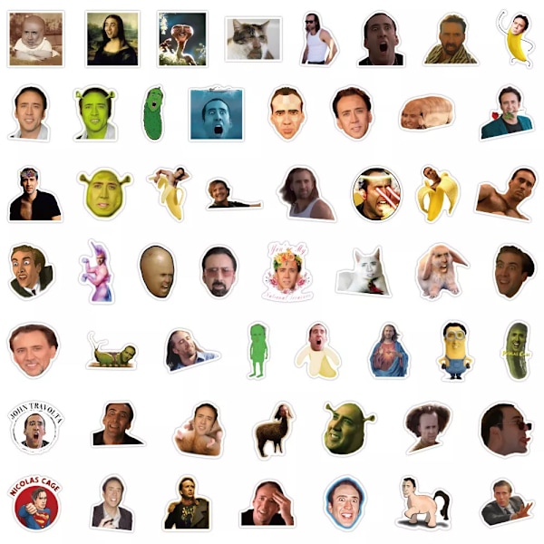 50X Nicolas Cage Meme Protrait Stickers Skådespelare Gitarr Hydro Flask Notebook Telefon
