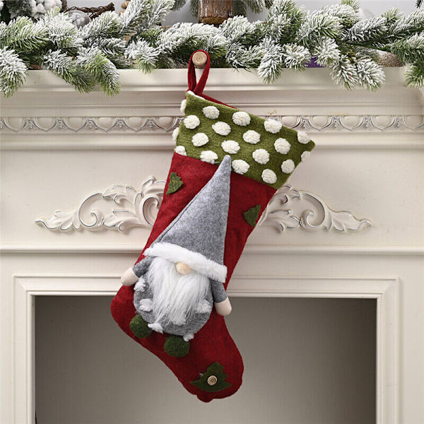 Tomte Julstrumpa Jultomte Stor Socka Säck Godis Present Dekoration Julväskor Red