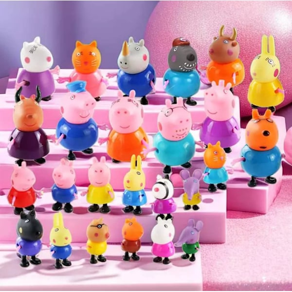 25 st Peppa Pig Familj Vänner Emily Actionfigurer Leksaker - Snabb Leverans
