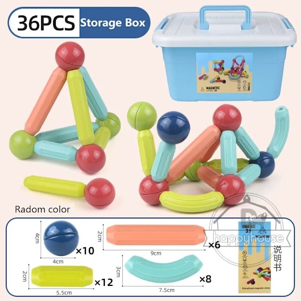 Magnetiska Byggklossar Set Leksaker för Barn Magnetstav Byggklossar 36pcs storage box