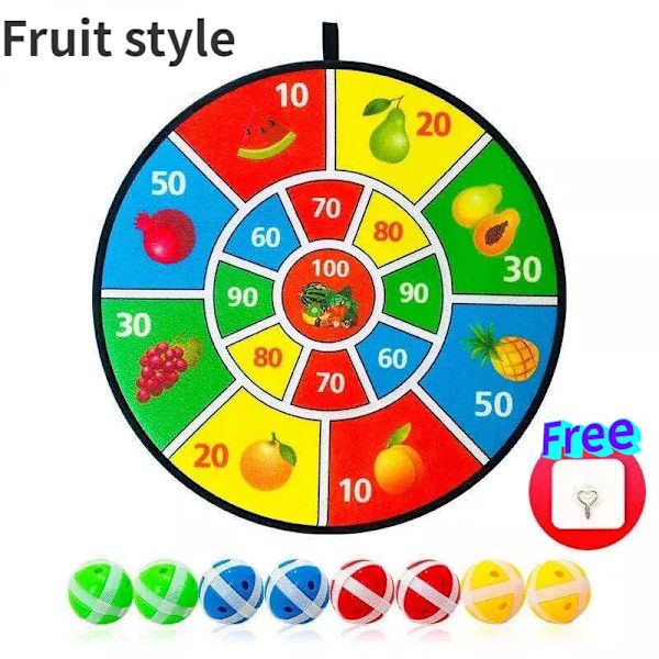 37 cm darttavla för barn, med 8 klibbiga bollar inomhus partyspel leksaker utomhus Fruit style