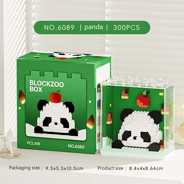 Mini Kubiska Djur Serie Modell 3D Pussel Mikro Byggklossar DIY 6089 Panda