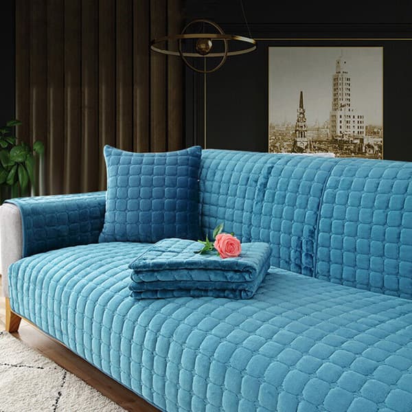 Mjuk Plysch Sofföverdrag Universal Soffa Halkfri Matta Sofflounge Soffhandduk leksak Thicken-Khaki 70*210cm