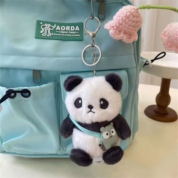 Docka Söt Panda Nyckelring Plysch Kreativitet Par green