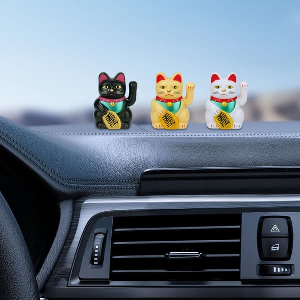 Lyckokatt Vinkande Arm Livfull Kattfigur Söt Maneki Neko För Lycka Yellow