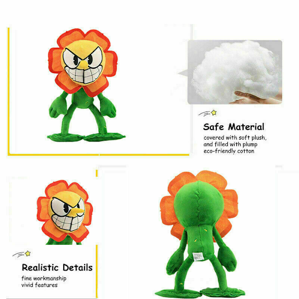 Cuphead Mugman Devil Demon Carnation Mecup Brocup Plyschdocka Gosedjur 10#Demon Boss