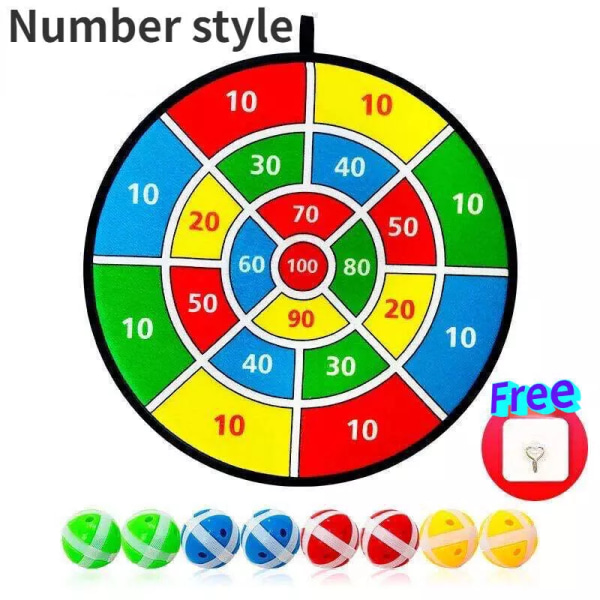37 cm darttavla för barn, med 8 klibbiga bollar inomhus partyspel leksaker utomhus Number style