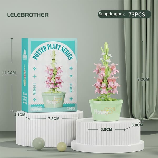 Skrivbordsväxt Heminredning Blomma Krukväxt Byggkloss För Vuxna 3
