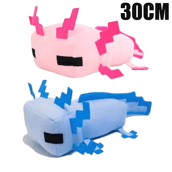 30cm Rosa Blå Salamander Minecraft Plyschdocka Axolotl Mjuk Gosig Leksak 1-2 ST 30cm Blue+Pink(2pcs)