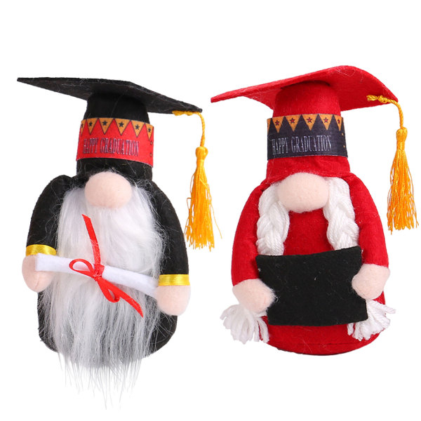 Graduate Gnome Plysch Doll Ansiktslös Gnome Doll Med Graduate Cap Black