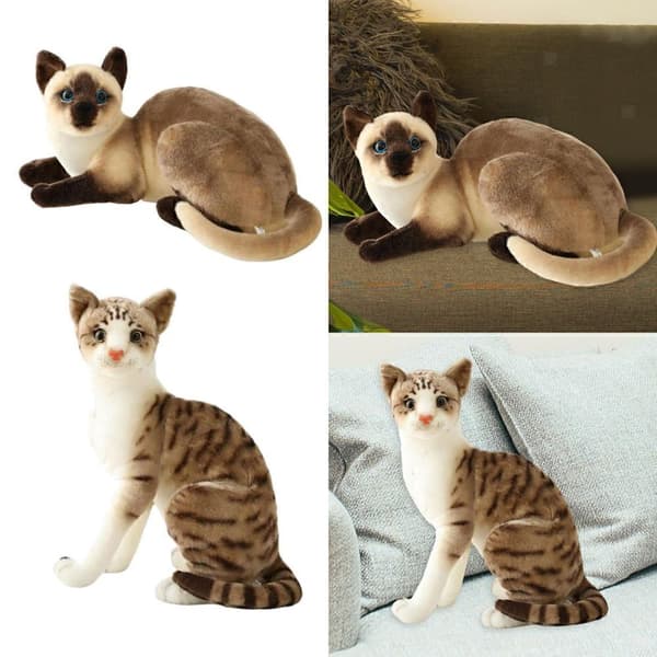 Djurdockor Barnpresenter Söta Realistiska Katt Plyschleksak Verklighetstrogen Simulation Fylld mjuk C Cat-20CM