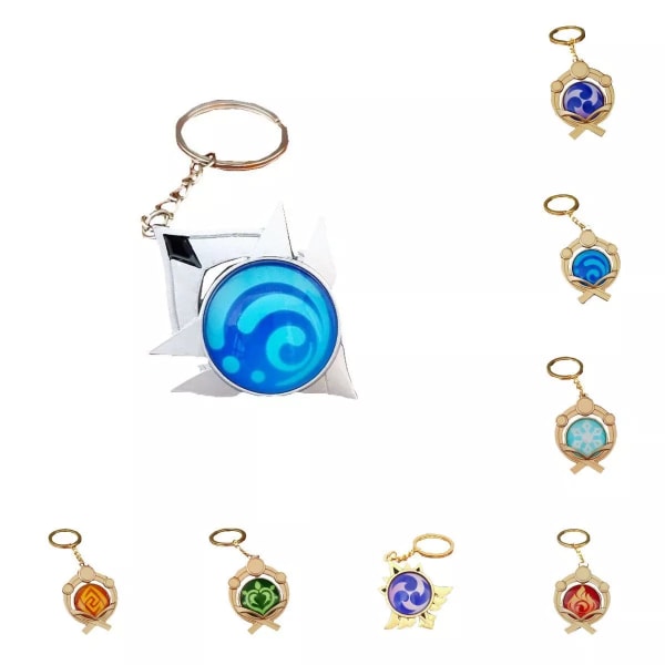 Genshin Impact Seven Elements Nyckelring Geo Anemo Electro Dendro Hydro Pyro Cryo 5