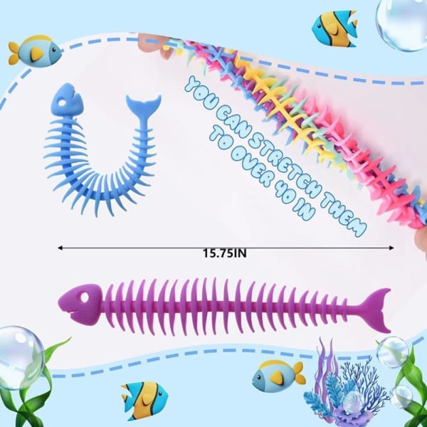 Silikon Fish Bone Fidget Toys Stretch Fish Bone Squeeze Ghost Toy för barn