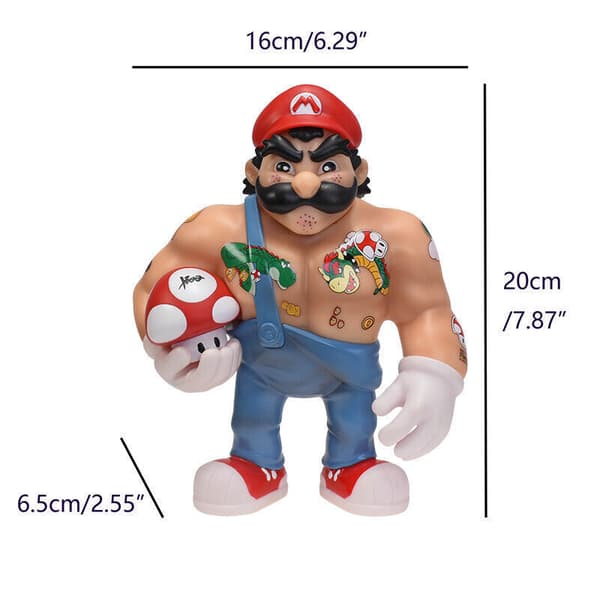 Super Mario Bros PVC Action Figur Leksaker Muscle Mario Collection Model Doll Presenter 8.1 inch