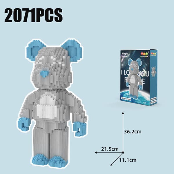 Tecknad Kärlek Våldsam Björn Bearbrick Färgmodell Byggkloss Födelsedagspresenter Grey