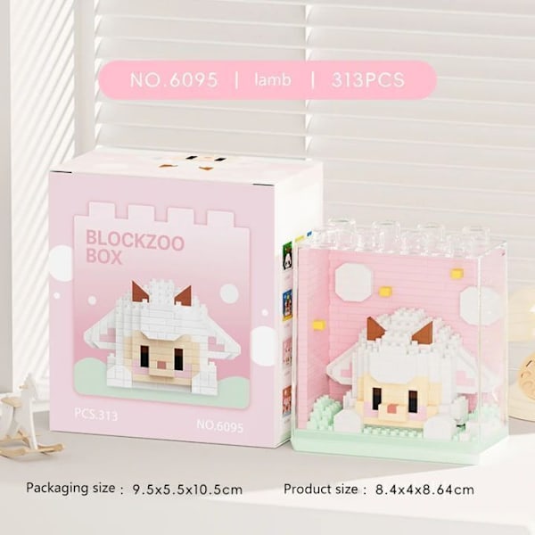 Mini Kubiska Djur Serie Modell 3D Pussel Mikro Byggklossar DIY 6095 Sheep