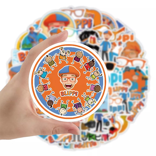 50X Blippi Stickers Småbarn Party Bag fillers Pris Belöning Hydro Flask Graffiti