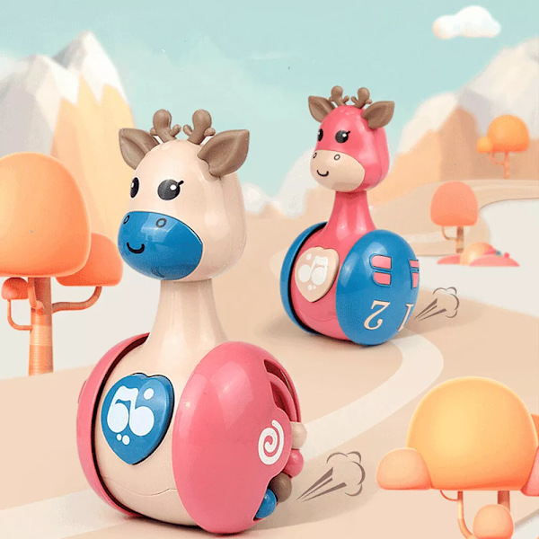 Barnleksak Söt Cartoon Giraff Skramla Tumlare Docka För Baby Tre Färger 1#