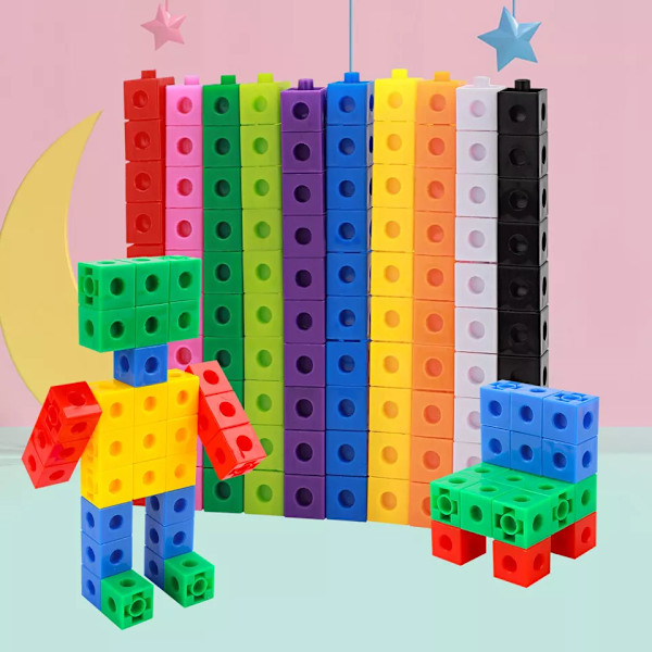 100 st 10 färger Multilänk länkning Räknekuber Snap Blocks Undervisning i matematik