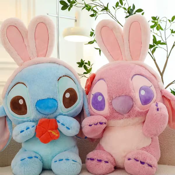 Blå Stitch Söt Kanin Öra Plyschleksak - 40cm Gosedjur