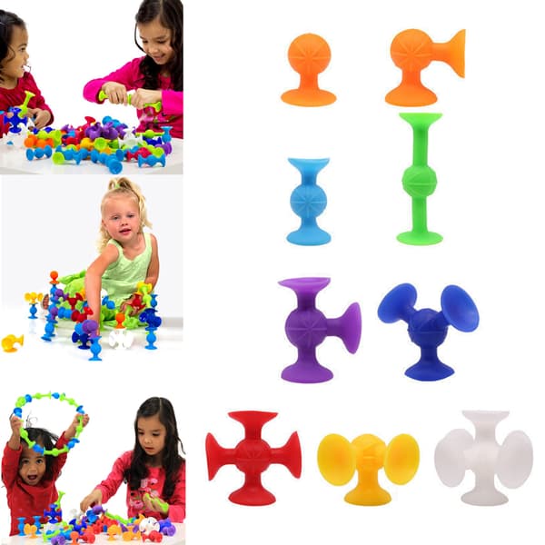 Sugproppar Squigz - 33/48/58/72 st Deluxe Sugkoppar Byggklossar Leksaksset 58PCS