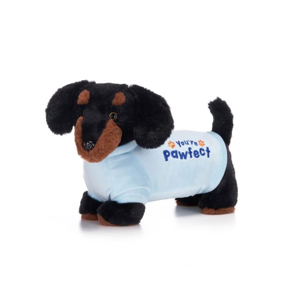 1 x 32cm Tax Dackel Valp Mjuk Leksak Med Tröja Daschund Teddy Barn