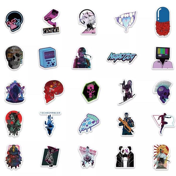 50 st Cyberpunk Collector's Stickers Gadget Decals Stickers Set Scrapbook Phone