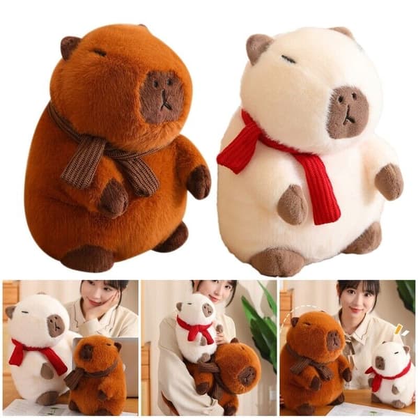 Söt Capybara plyschdocka Kid Toy stoppad docka för heminredning på kontoret White 35CM