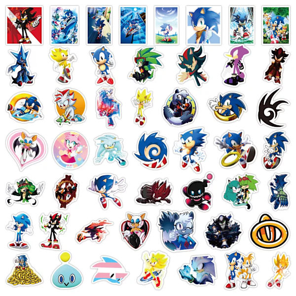 50 nya Sonic The Hedgehog Stickers Videospel PS5 Mobile Iphone Decal Game PS5