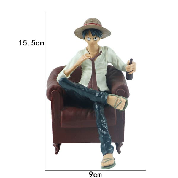 ONE PIECE Anime Luffy med soffa Actionfigur Topper Leksakstårta Bildekoration Presenter White
